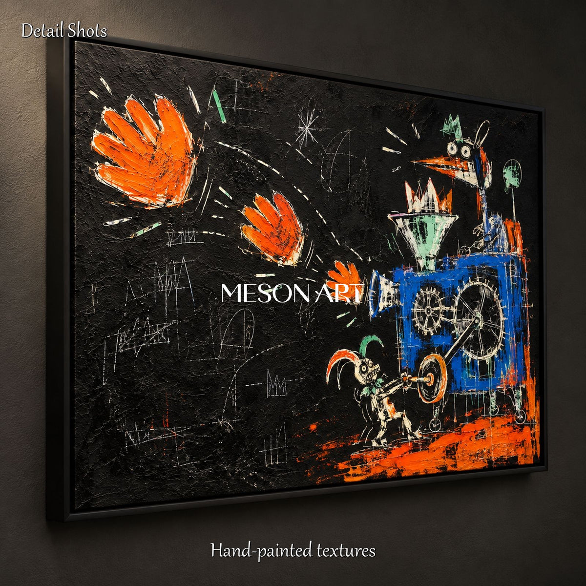Black And Orange Graffiti Abstract Pop Street Art Rectangular Canvas Painting Original Artist Hand Painted By Mesonart