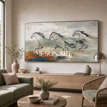 Minimalist Horse Abstract Art On Canvas For Modern Living Room Decor With Smooth Texture