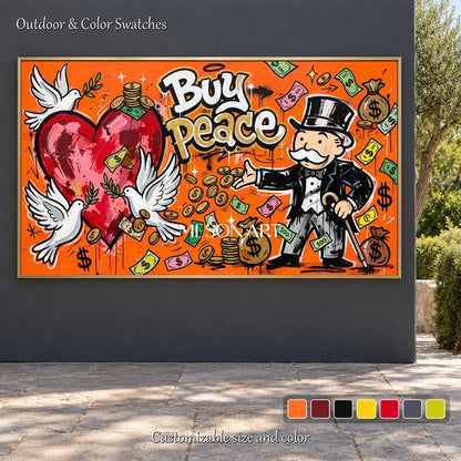 Orange Red Pop Art Graffiti Painting KAWS Style Cartoon Wall Decor For Living Room By Mesonart