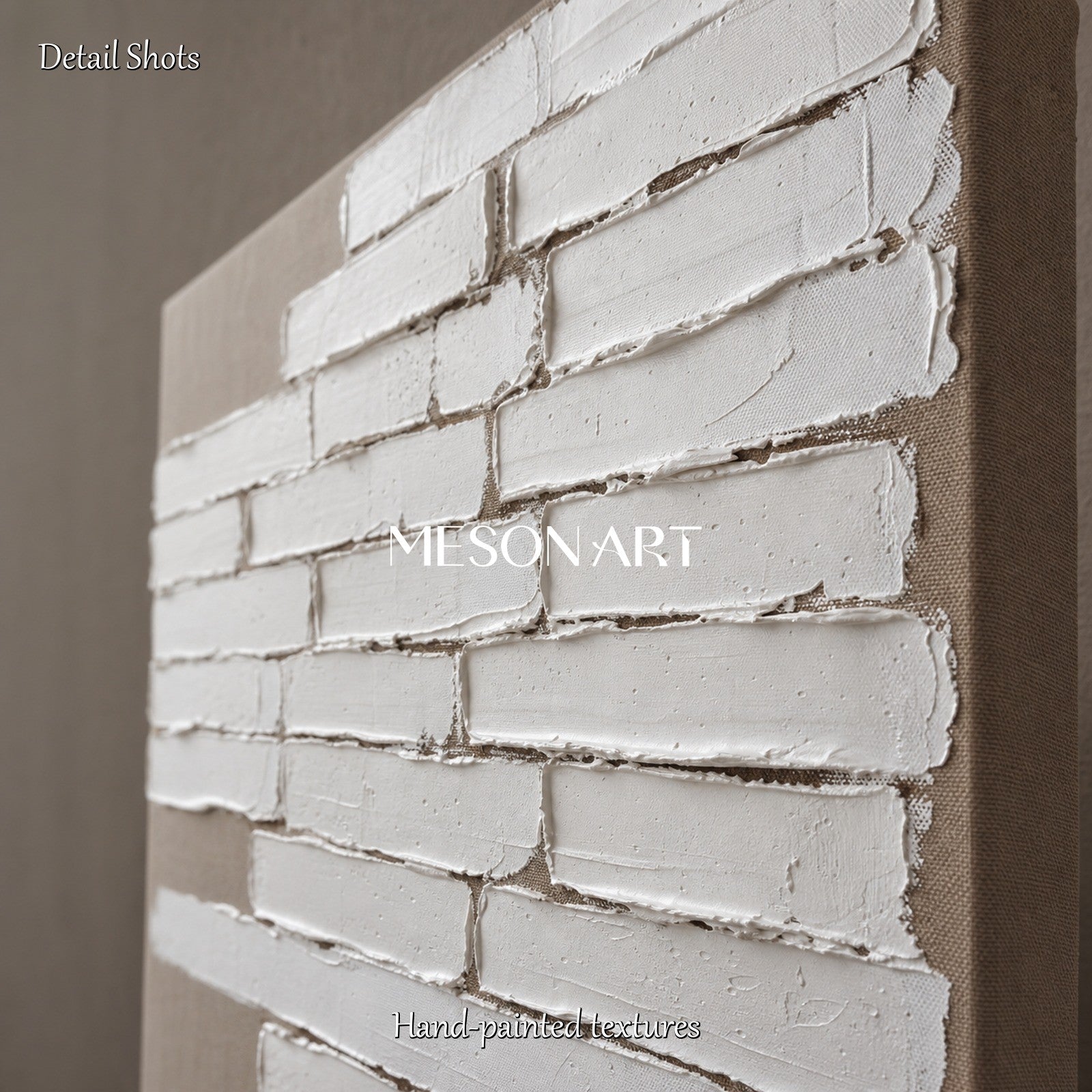 Minimalist Textured Wall Art With White Plaster Strokes For Modern Living Room Decor