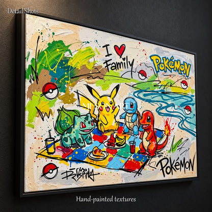 Yellow And Red Pop Art Painting Of Pikachu Pokemon Rectangular Wall Art By Mesonart