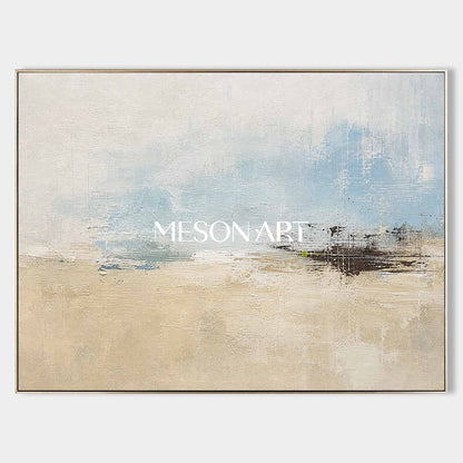 Abstract Blue And Beige Landscape Art For Tranquil Living Room Decor