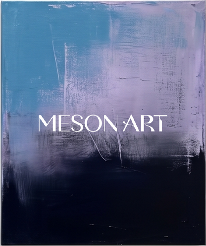 Purple And Blue Abstract Expressionist Landscape Painting Rectangular Wall Art Original Artist By Mesonart