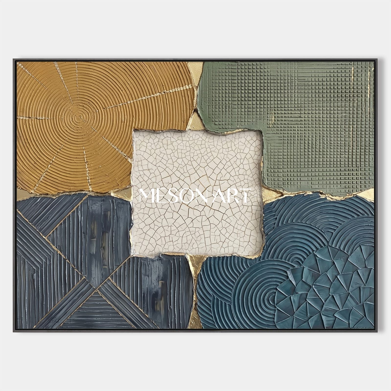 Wabi Sabi Abstract Textured Wall Art With Gold Accents For Modern Living Room Decor