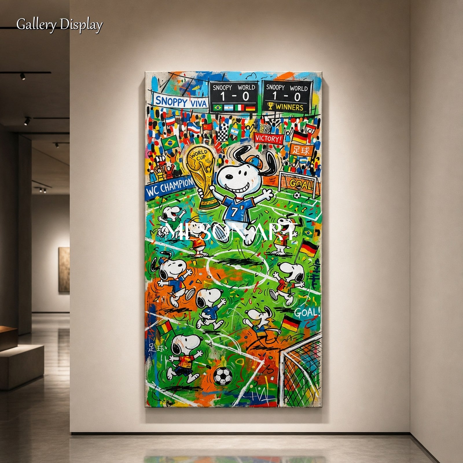 Large Snoopy World Cup Graffiti Painting For Kids Room Decor