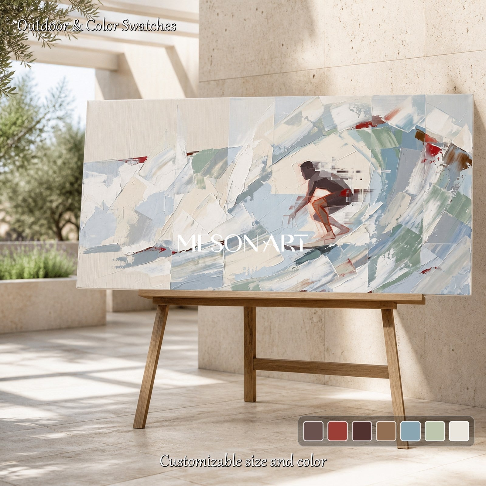 White And Gray Abstract Figurative Painting Panoramic Wall Art Original Artist Contemporary Art By Mesonart