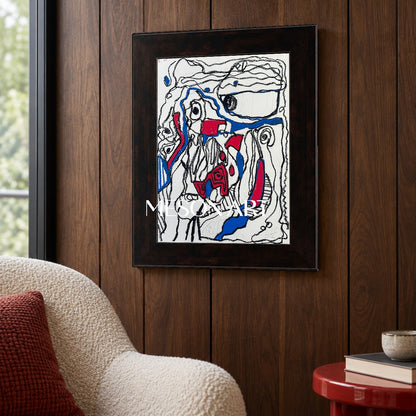 Red And Blue Abstract Expressionist Painting Original Artwork By Mesonart