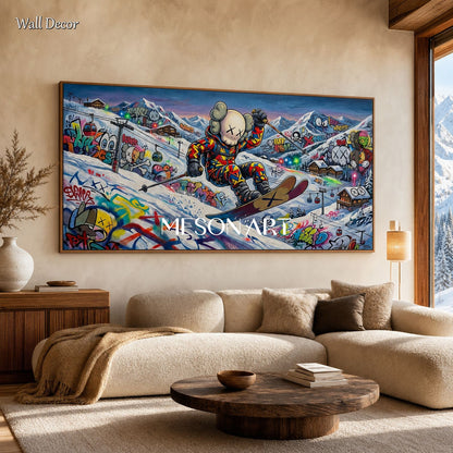 Graffiti Ski Art Painting For Modern Living Room With Pop Culture Icons