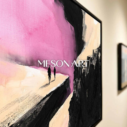 Modern Abstract Art With Bold Black And Pink Colors For Contemporary Living Spaces