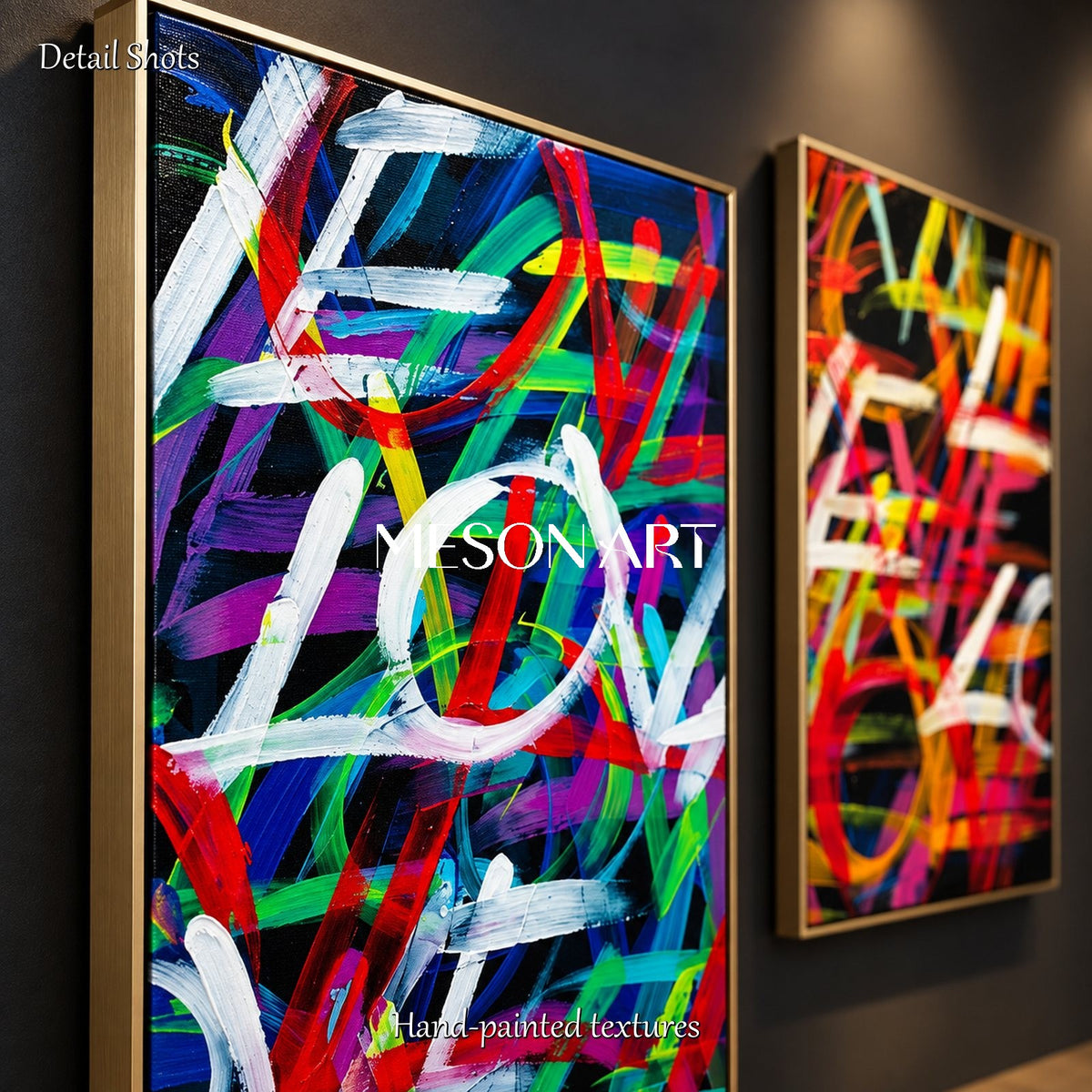 Black And Red Graffiti Art Rectangular Wall Decor Original Artist Hand Painted Love Painting For Living Room By Mesonart