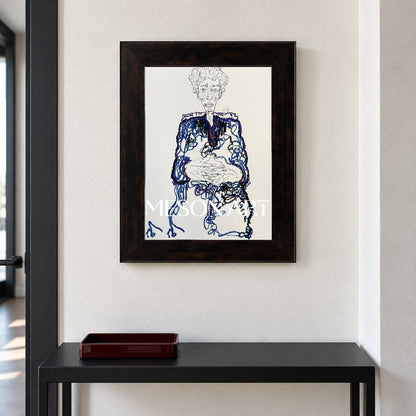 Blue And Black Abstract Figurative Painting Rectangular Wall Art Gallery Original Artwork By Mesonart