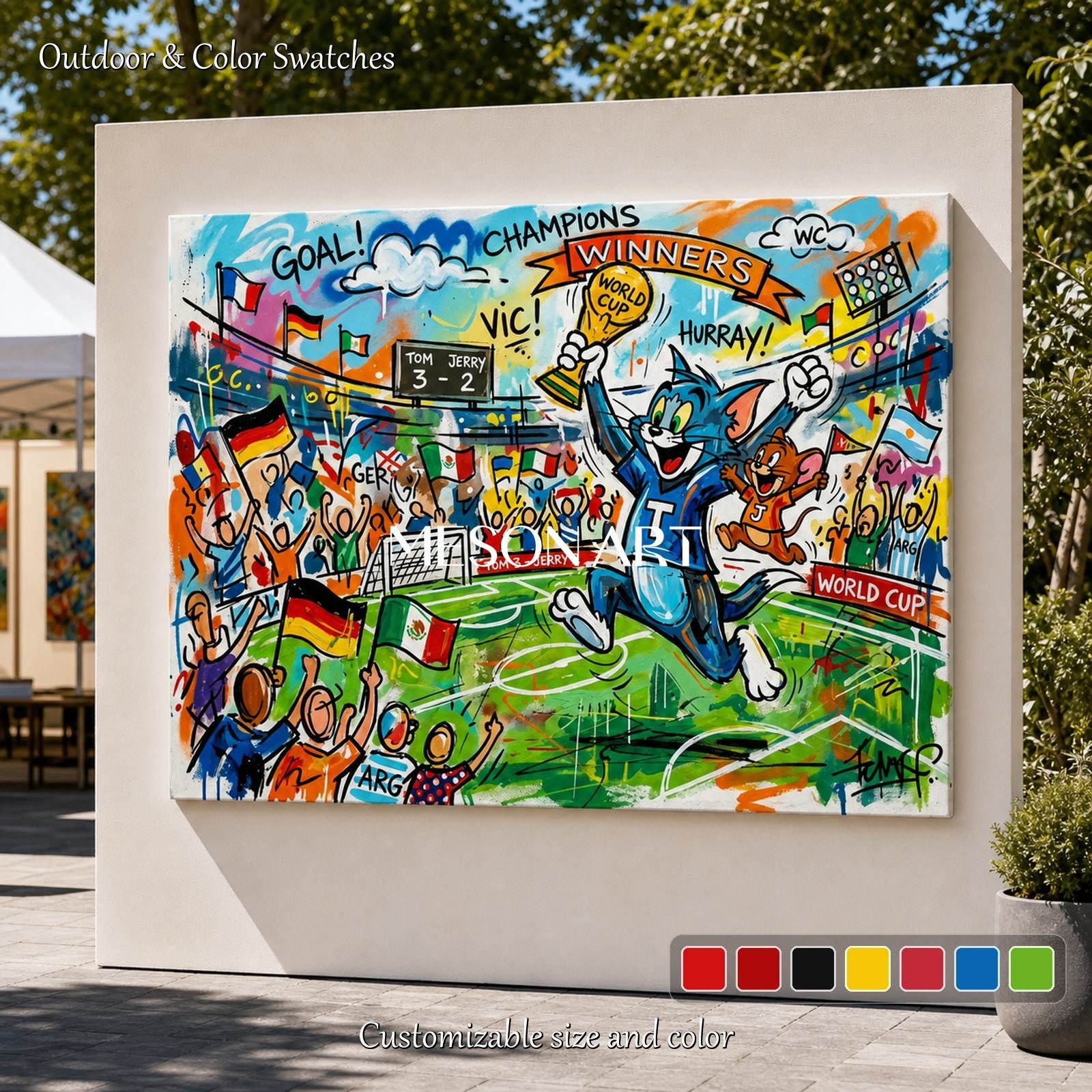 Tom And Jerry World Cup Graffiti Art For Living Room And Kids Room