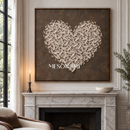 Beige And Brown Abstract Impasto Art Square Wall Decor For Living Room Original Artist By Mesonart