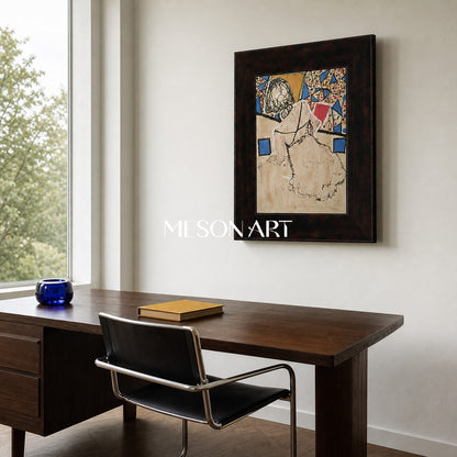 Modern Abstract Figure Painting With Geometric Patterns For Contemporary Living Spaces