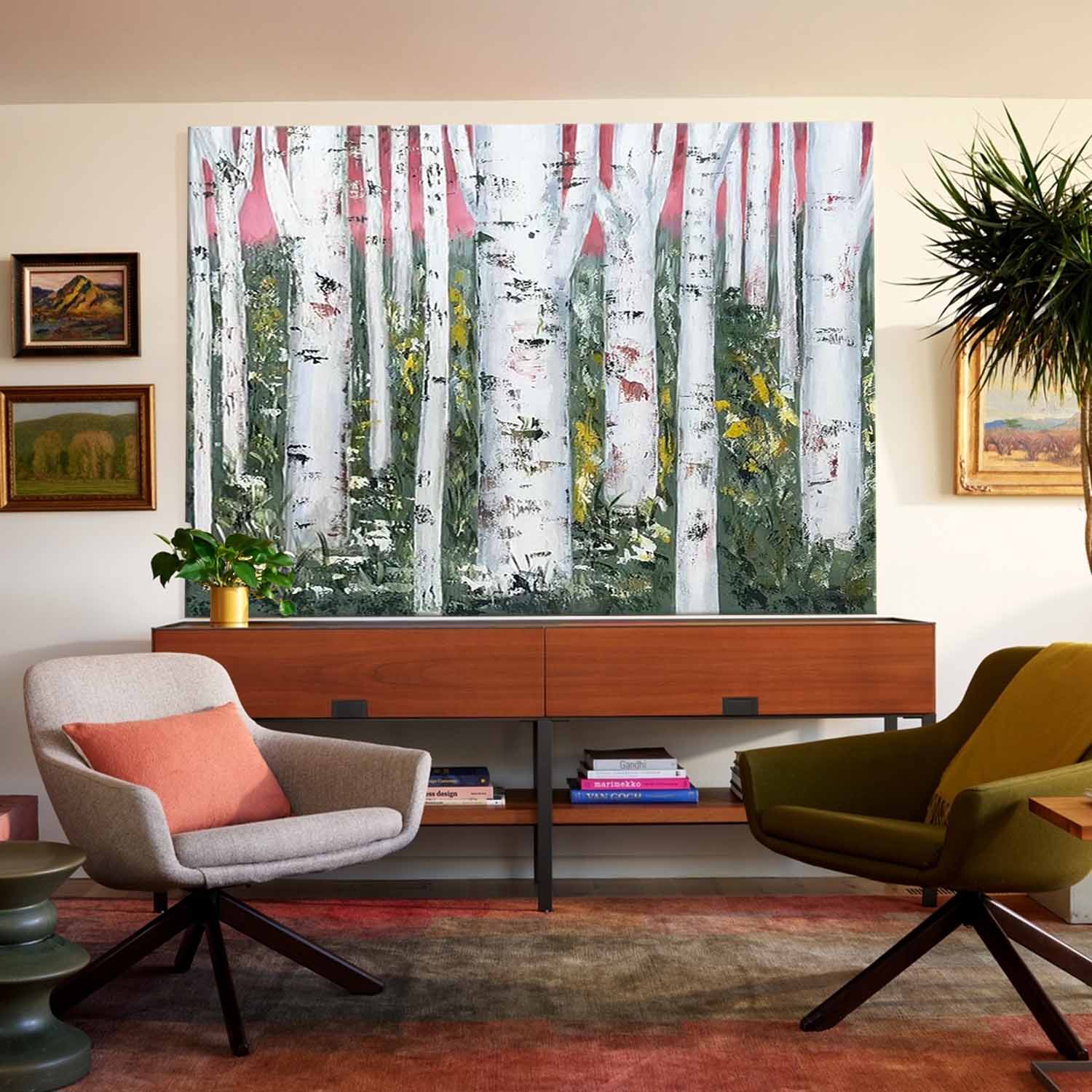 Large Birch Tree Wall Art Decor for Sale Birch Tree Texture Painting Birch Tree Art on Canvas
