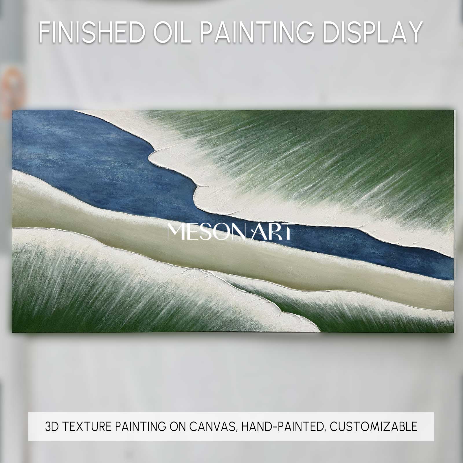 Large Green and White 3D Textured Abstract Painting Large 3D Textured Wall Art 3D Plaster Art