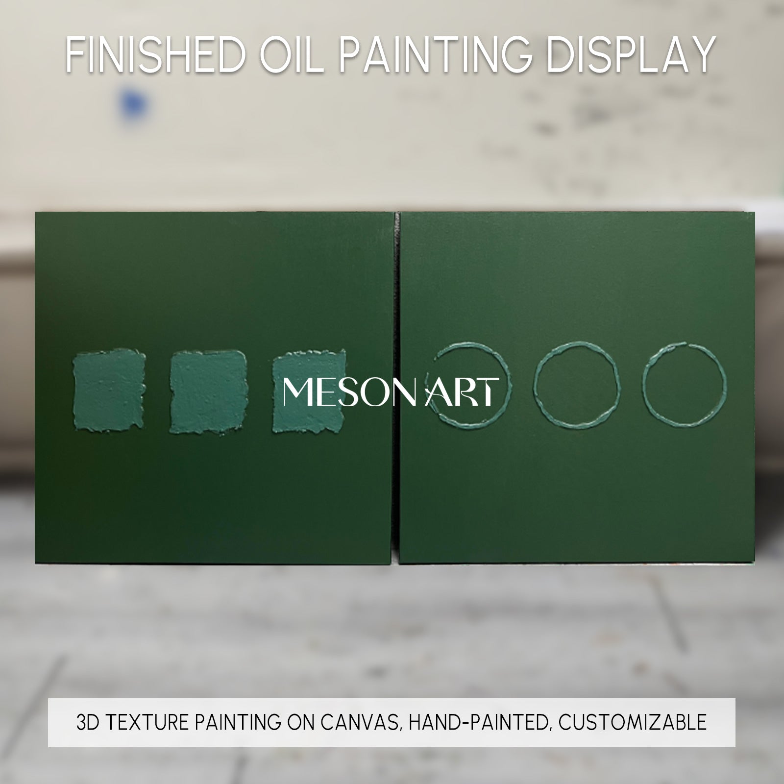 Green Oil Painting Green Abstract Art Canvas Wabi Sabi Wall Art Mimimalist 3D Texture Wall Paintings