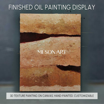 Large Brown 3D Minimalist abstract Art Brown 3D Texture Painting Wabi-Sabi Wall Art 3D Plaster Art