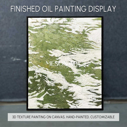 Green 3D Textured Acrylic Abstract Painting Green Minimalist Abstract Art Green Textured Wall Art