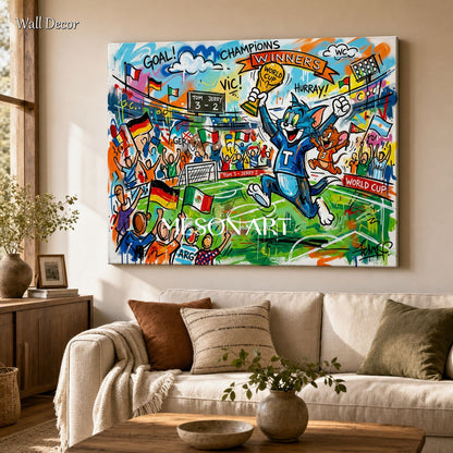 Tom And Jerry World Cup Graffiti Art For Living Room And Kids Room