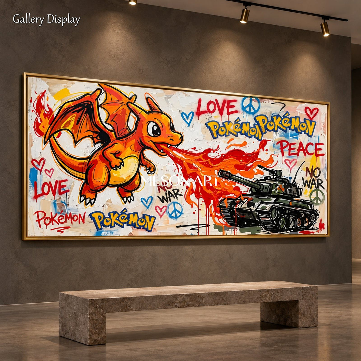 Orange Red Pokemon Anime Pop Art Canvas Gaming Culture Wall Art Rectangular By Mesonart