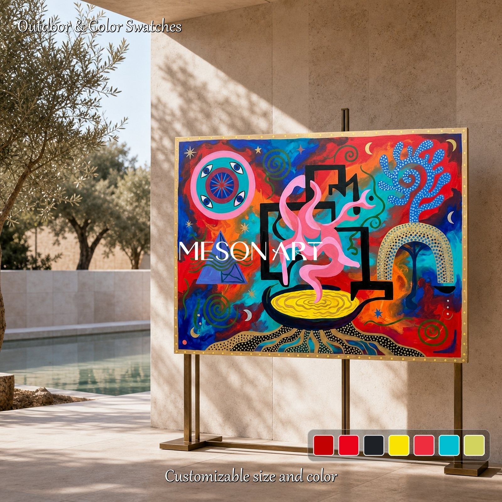 Surrealist Abstract Art With Bold Colors And Fluid Forms For Eclectic Living Rooms