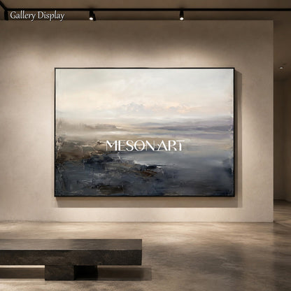 Gray And White Abstract Painting Rectangular Wall Art For Living Room Original Artist By Mesonart