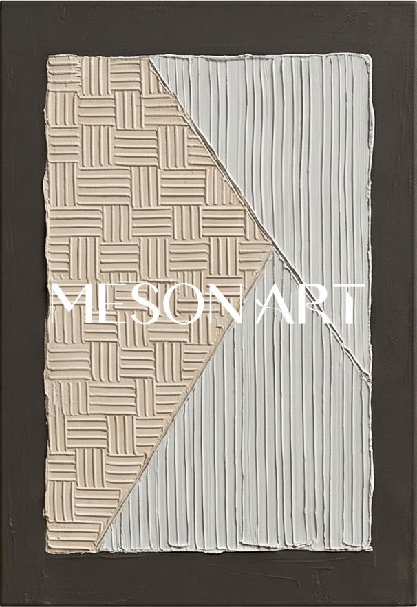 Minimalist Brown White Textured Wall Art Triptych For Modern Living Room Decor