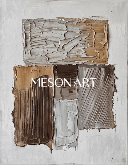 Gray Brown Abstract Wall Art Set Textured Relief Painting For Modern Home