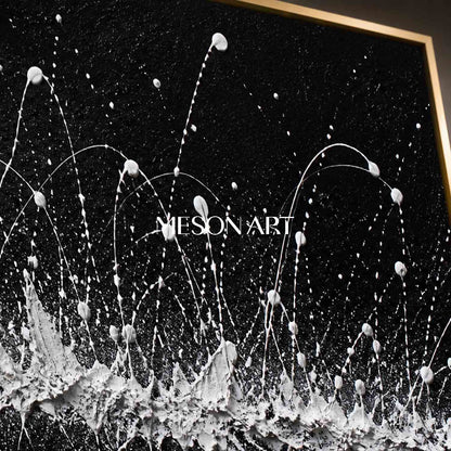 Pollock Abstract Style Black And White Textured Oil Painting For Modern Living Room Decor