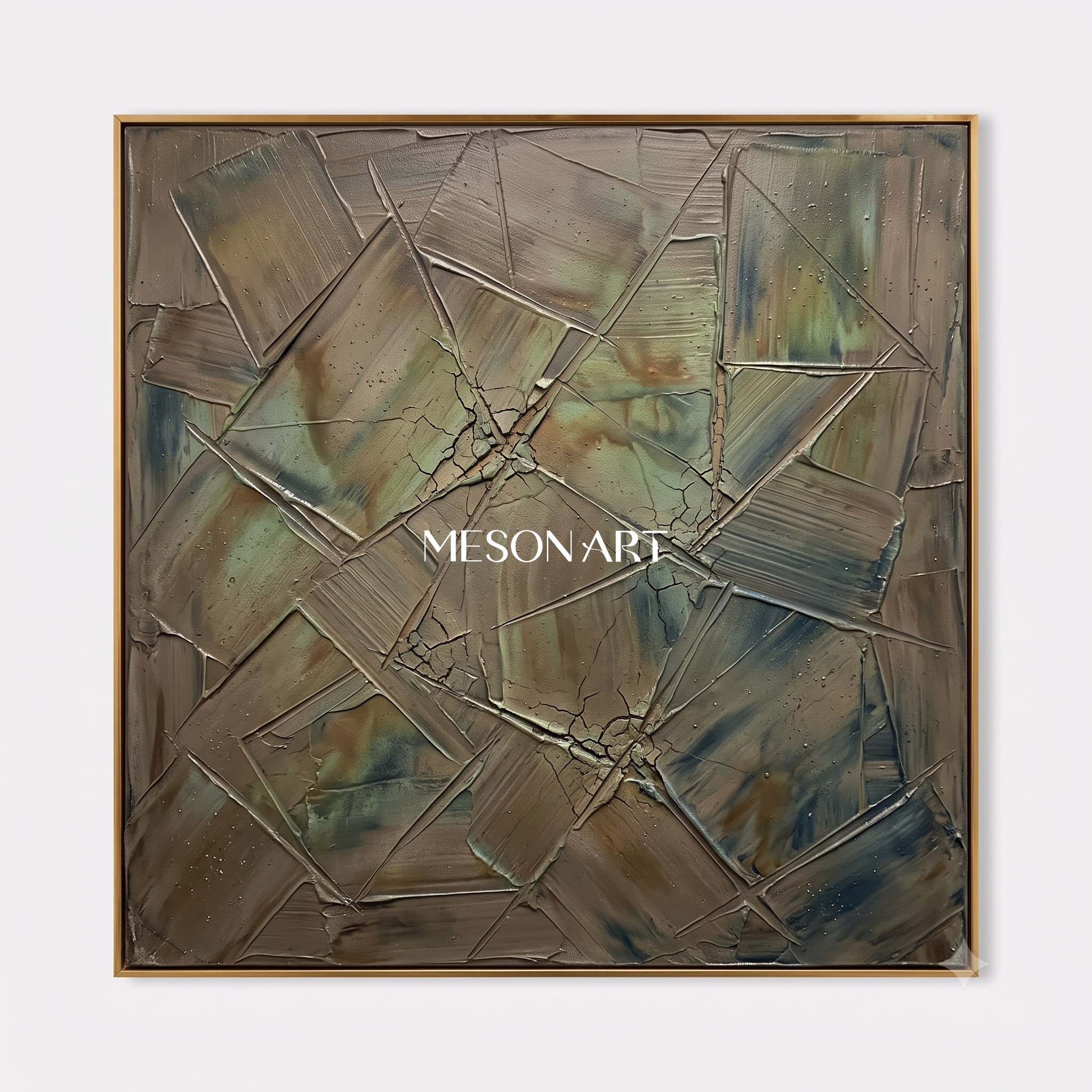 Green Abstract Wall Art With Rich Texture For Modern Living Room Decor