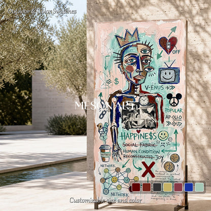 Original Pop Art Abstract Painting With Social Commentary For Modern Living Room Decor