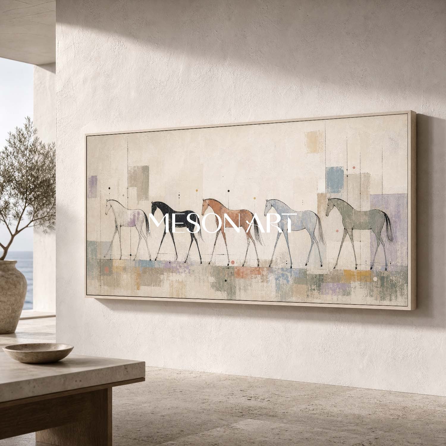 Abstract Horse Painting Minimalist Animal Art For Modern Living Room Decor