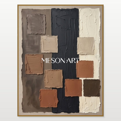 Brown And Black Wabi-Sabi Abstract Rectangular Wall Art Original Artist Hand Painted By Mesonart