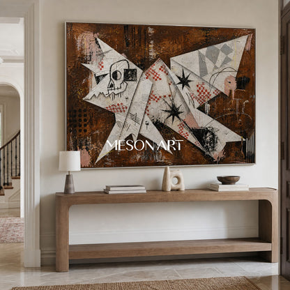 Original Pop Art Painting With Symbolic Animal Motifs For Modern Home Decor