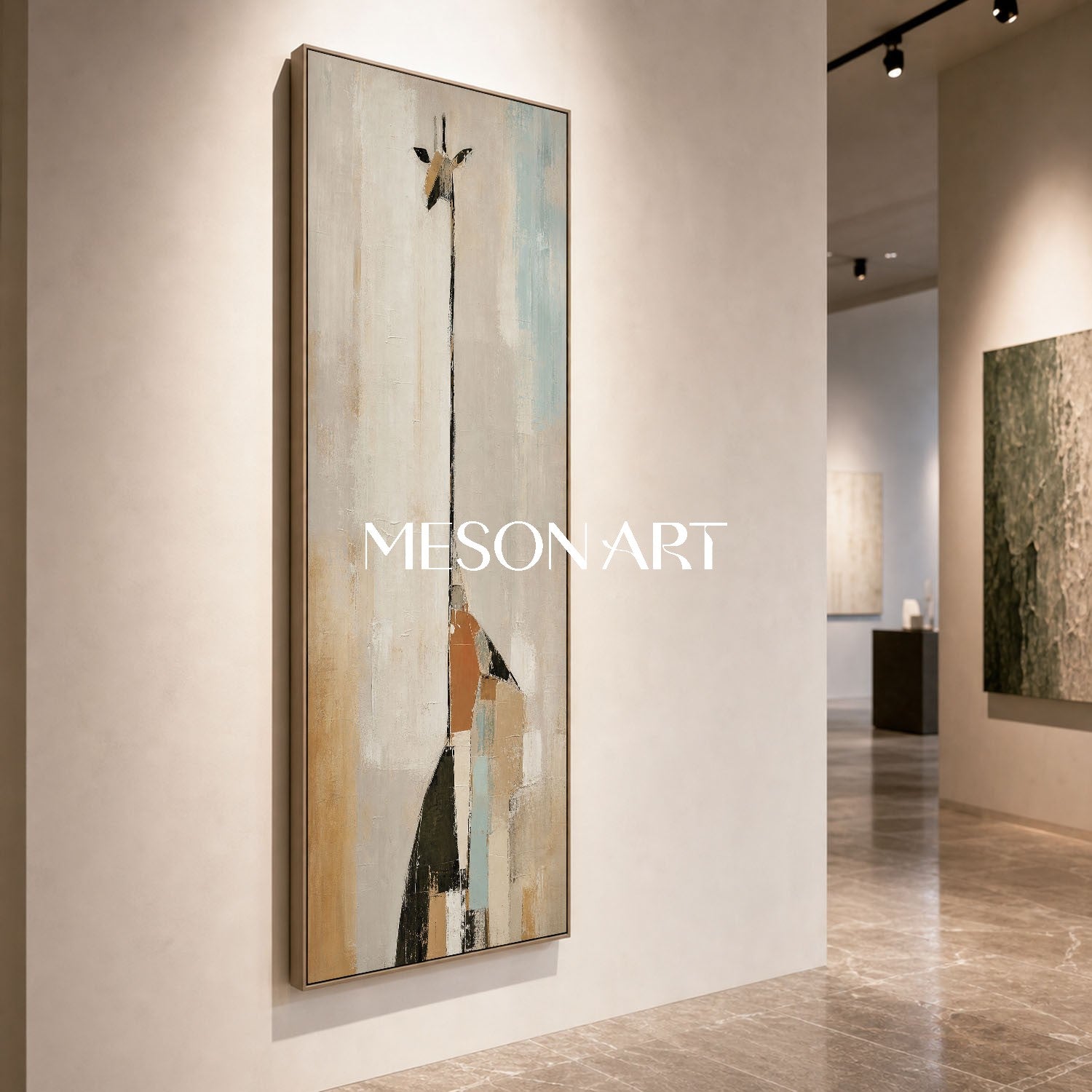 Minimalist Giraffe Painting Abstract Animal Art For Modern Entryway Decor