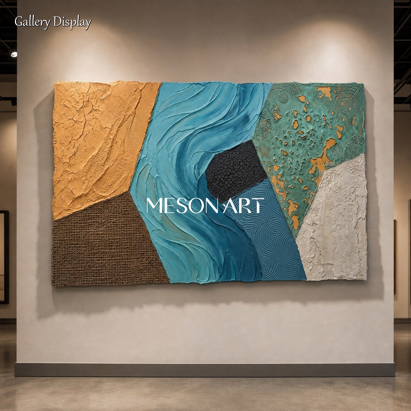 Weathered Texture Abstract Art With Plaster Relief For Modern Living Room Decor
