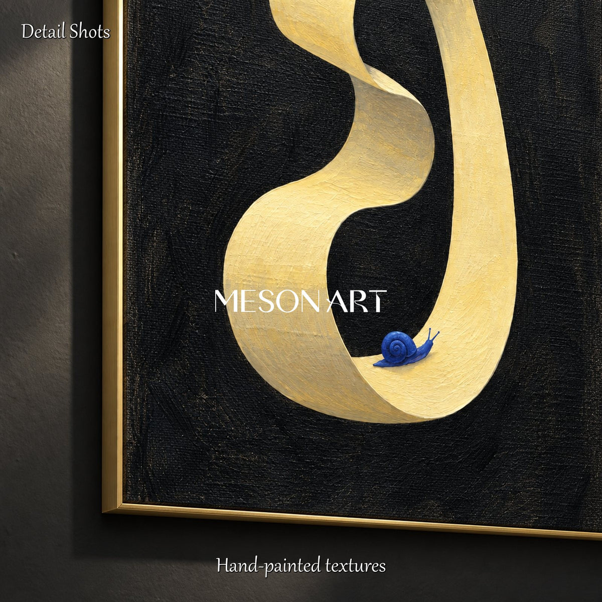 Black And Gold Painting Surrealist Large Mirror Panoramic Wall Art For Living Room By Mesonart