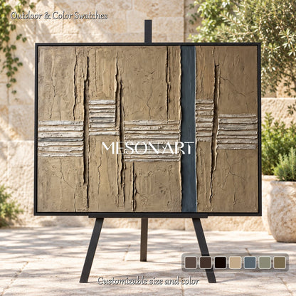 Brown Abstract Art Rectangular Painting Original Artist Hand Painted Textured Wall Decor For Living Room By Mesonart