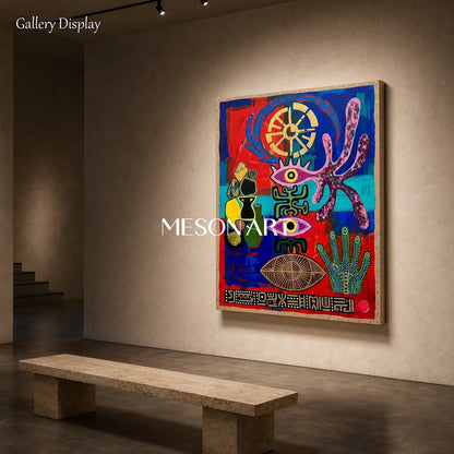 Modern Abstract Art With Bold Colors And Mystical Symbols For Living Room Decor