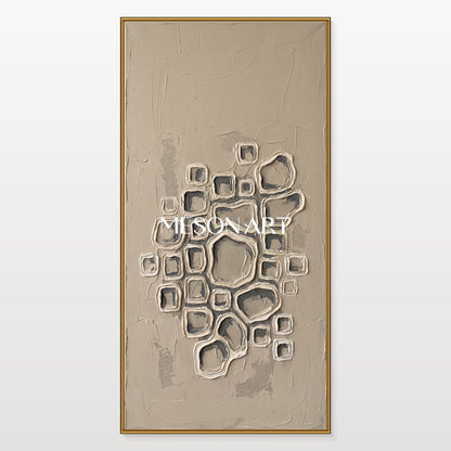 Minimalist Geometric Abstract Art With Textured Relief For Modern Living Room Decor