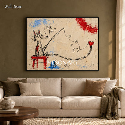 Beige And Red Abstract Graffiti Painting Original Artist Urban Wall Art Rectangular By Mesonart