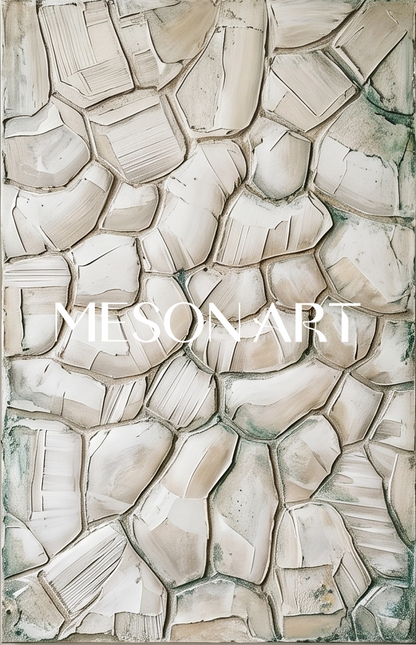 Green And White Abstract Triptych With Textured Relief For Modern Living Room Decor