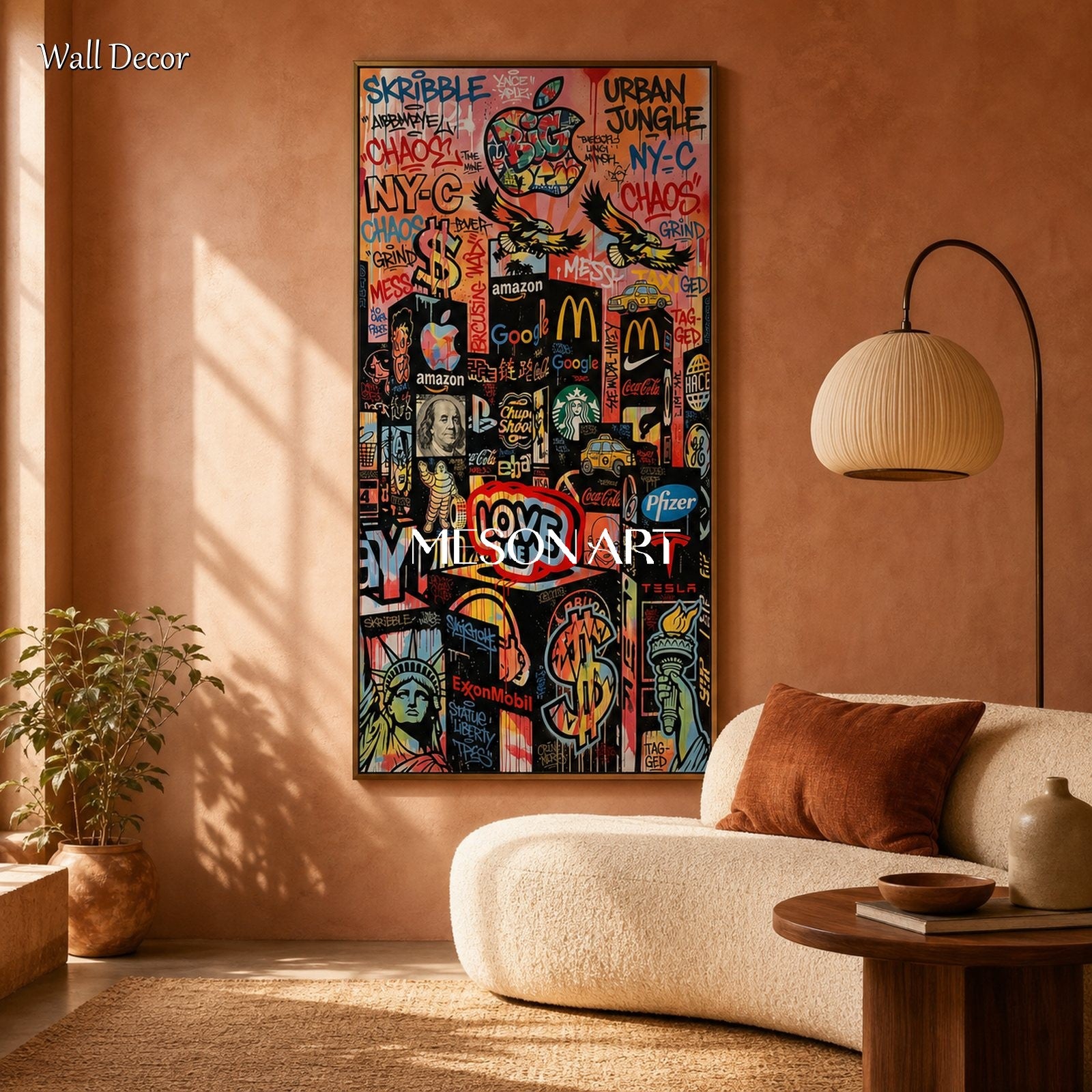 Black And Red Banksy Paintings For Sale Urban Graffiti Pop Art Panoramic Wall Decor For Living Room By Mesonart