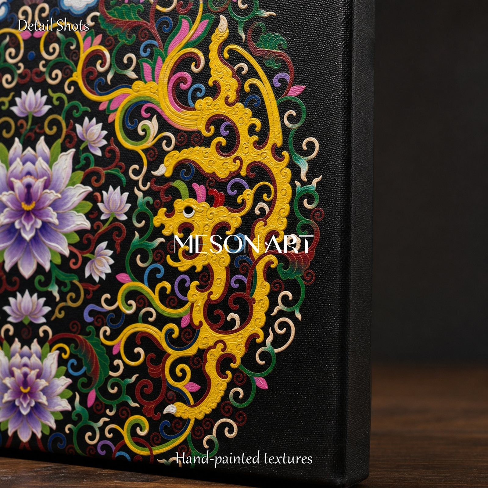 Black And Gold Islamic Geometric Art Square Wall Decor Original Artist Hand Painted Arabesque By Mesonart