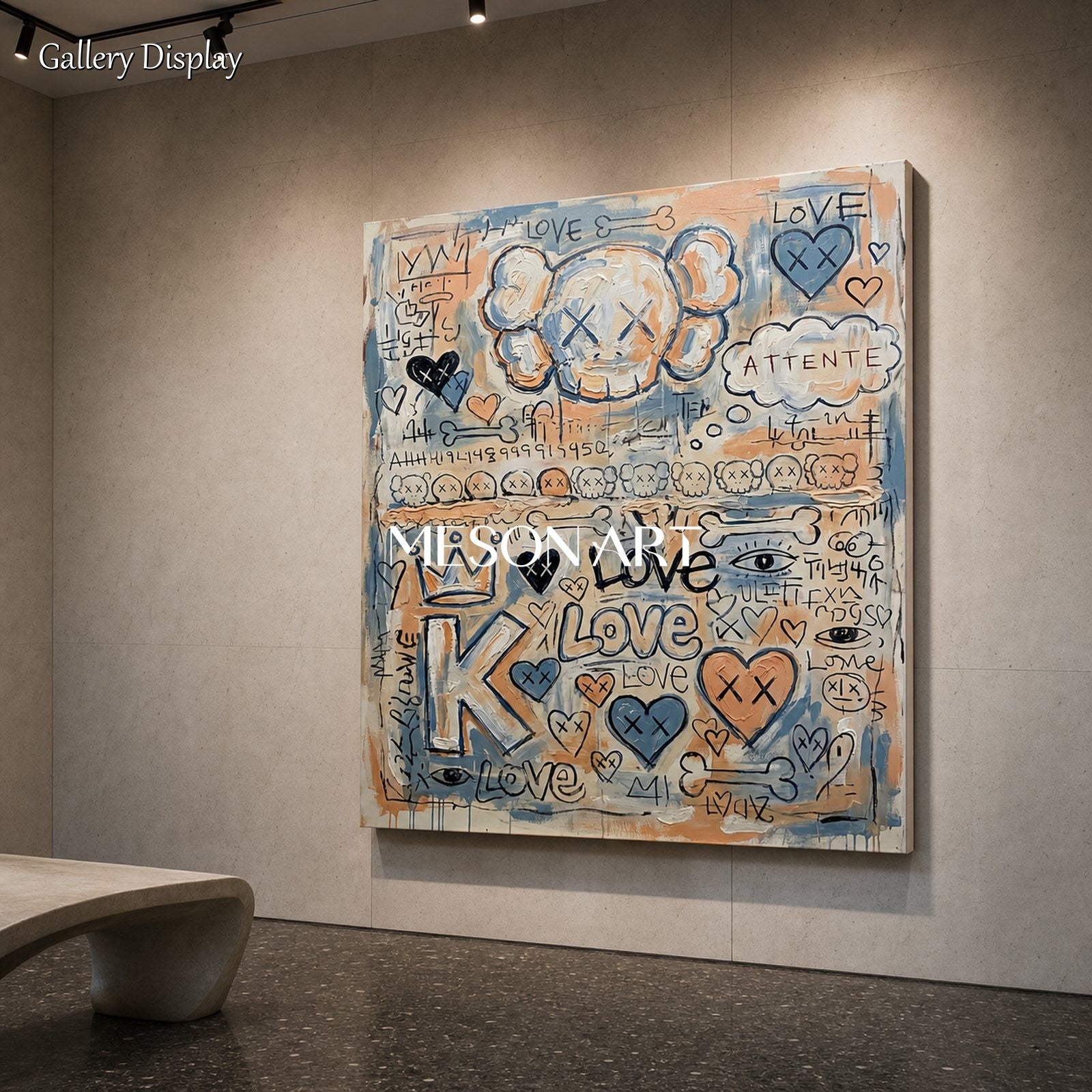 Urban Graffiti Art Painting With Pop Icons For Modern Living Room Entryway Decor