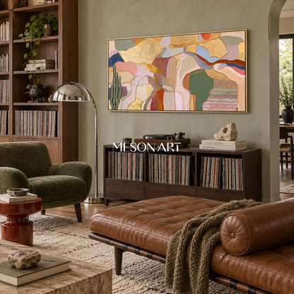 Gold And Beige Abstract Desert Landscape Panoramic Wall Art Original Artist By Mesonart