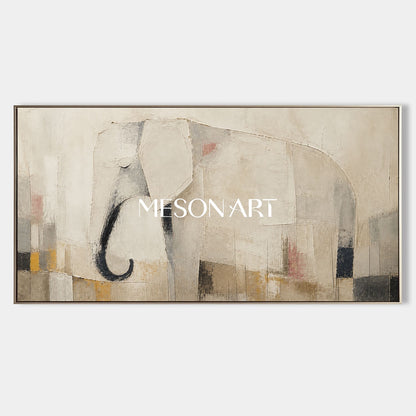Minimalist Elephant Canvas Art In Earthy Tones For Modern Living Room Decor
