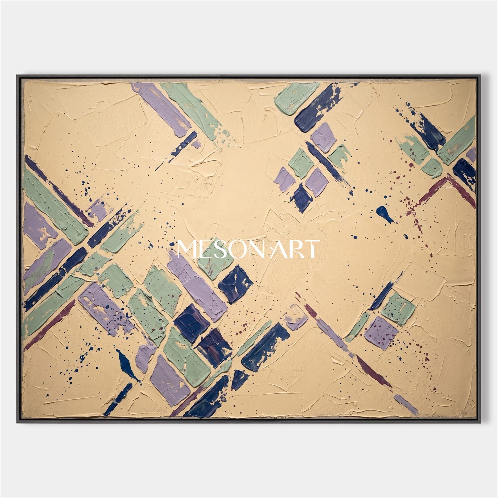 Minimalist Geometric Abstract Art With Textured Relief For Living Room And Home Office Decor