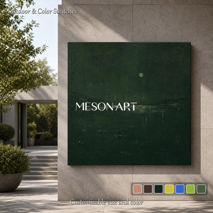 Emerald Green Abstract Landscape Painting With Gold Accents For Modern Living Room Wall Decor